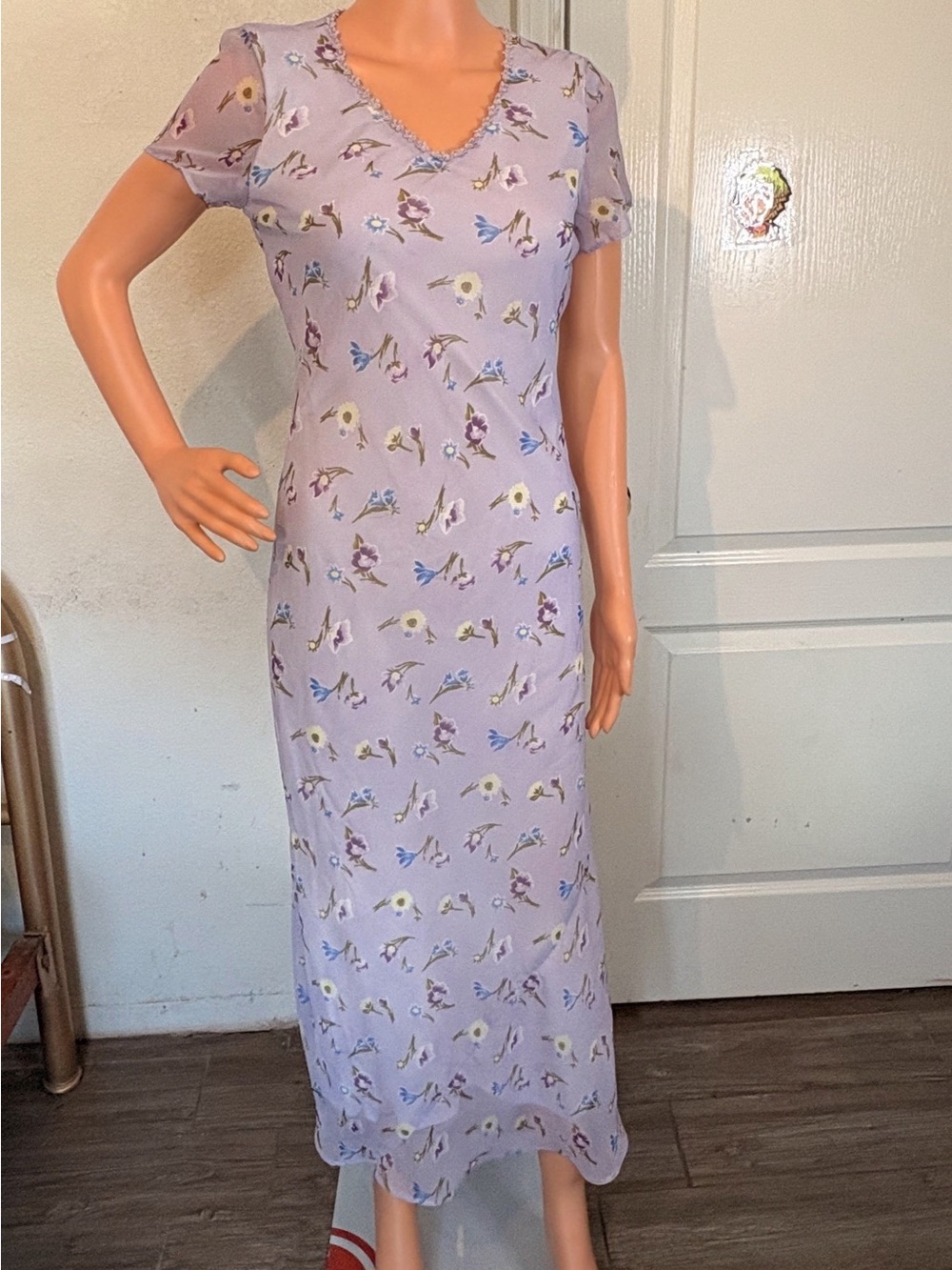 My Michelle Lavender Floral V-Neck Maxi Dress